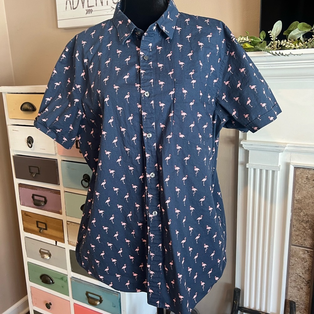 🖤 Apt. 9 Slim Fit Flamingo Button Up